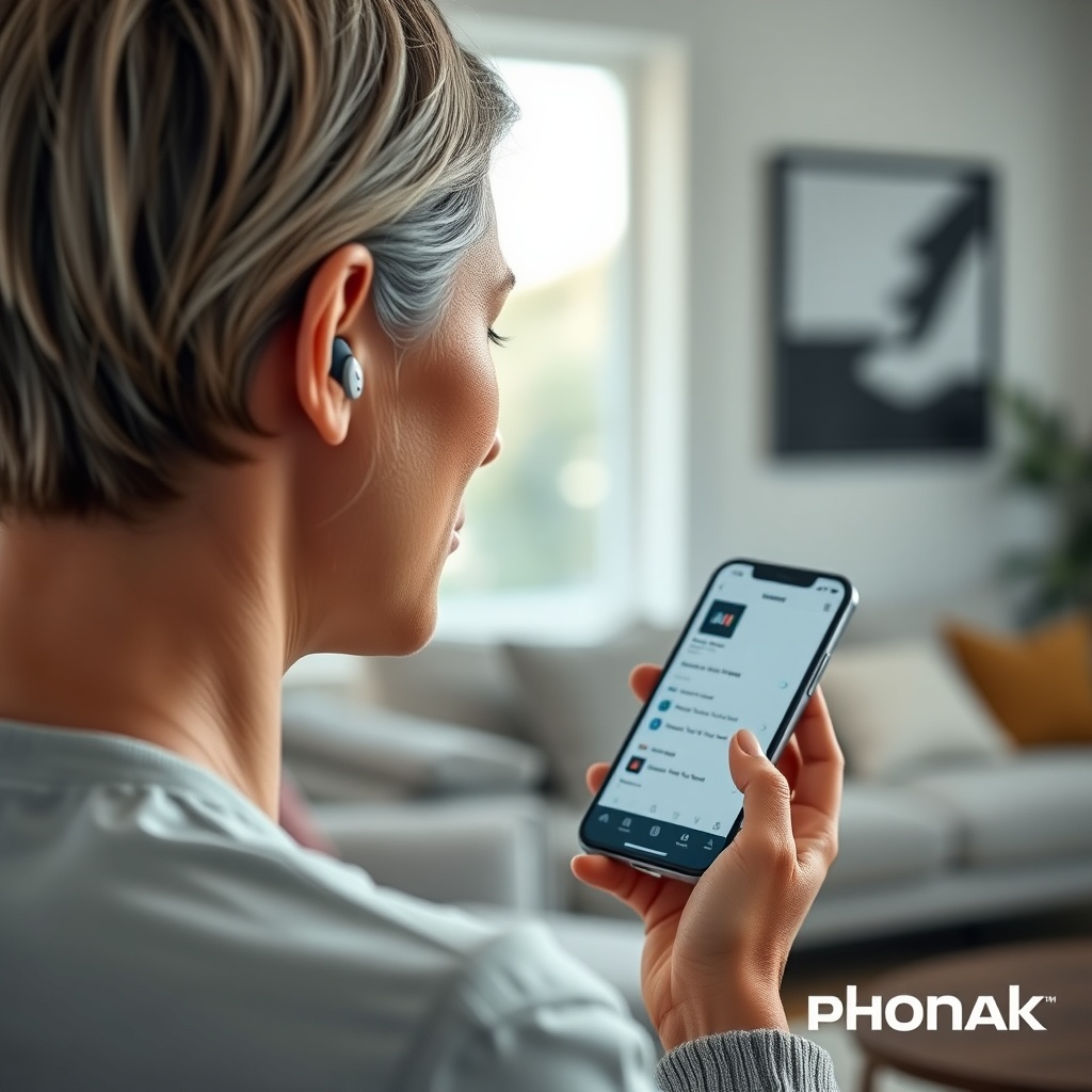 A person wearing Phonak Audéo Lumity L90 hearing aids